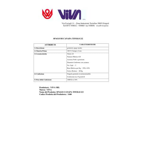 Spago Viva termoretratto canapa avana naturale - 2 mm x 37m 1440